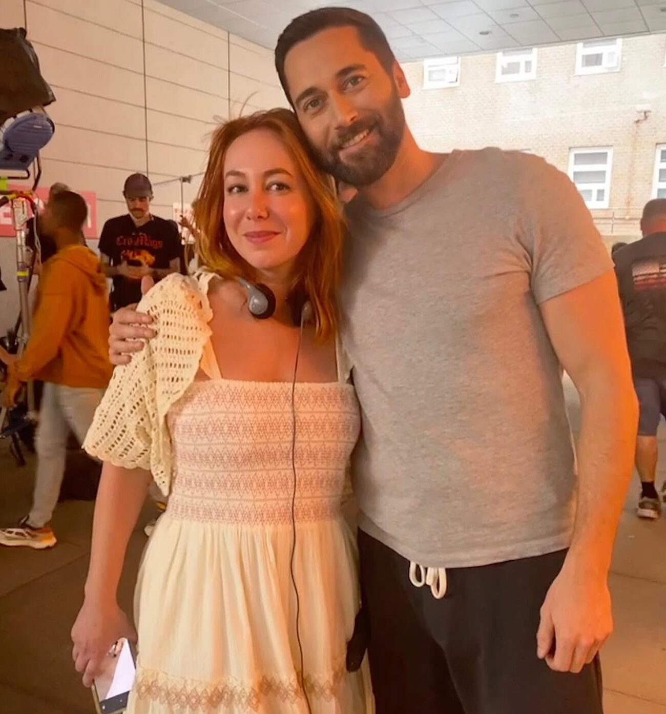 Gisselle Legere on the set of New Amsterdam with star Ryan Eggold